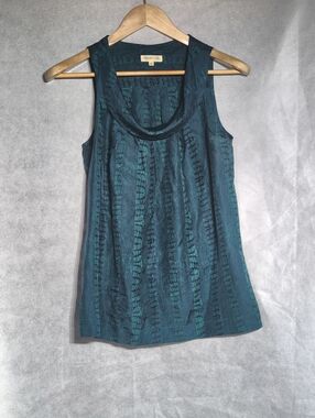 Martin+ Osa Sz 4 Silk Sleeveless Teal Patterned Tank Top